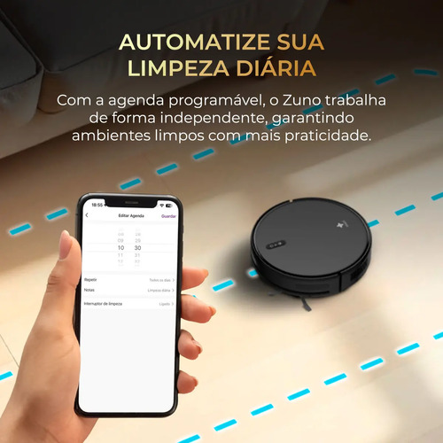 Robô Aspirador De Pó Inteligente Passa Pano Mapeamento Ekaza Preto