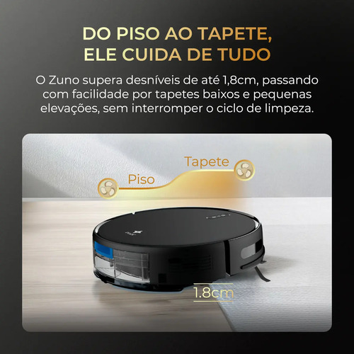 Robô Aspirador De Pó Inteligente Passa Pano Mapeamento Ekaza Preto