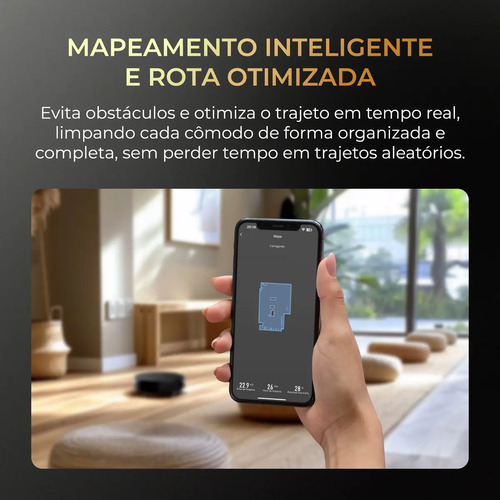 Robô Aspirador De Pó Inteligente Passa Pano Mapeamento Ekaza Preto