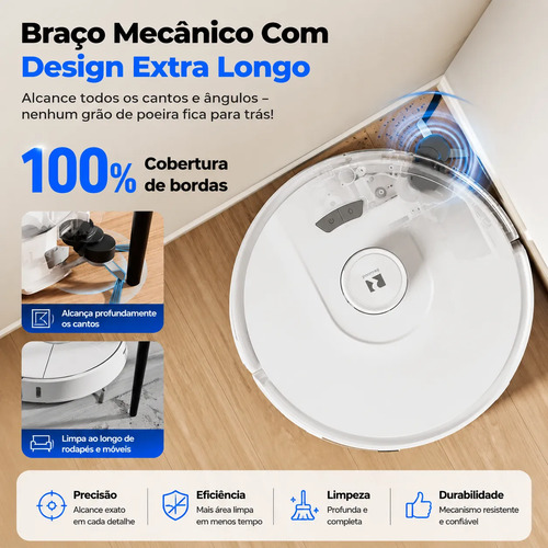 Robô Aspirador Inteligente Redroad R11 Estação Wi-fi 3 Em 1