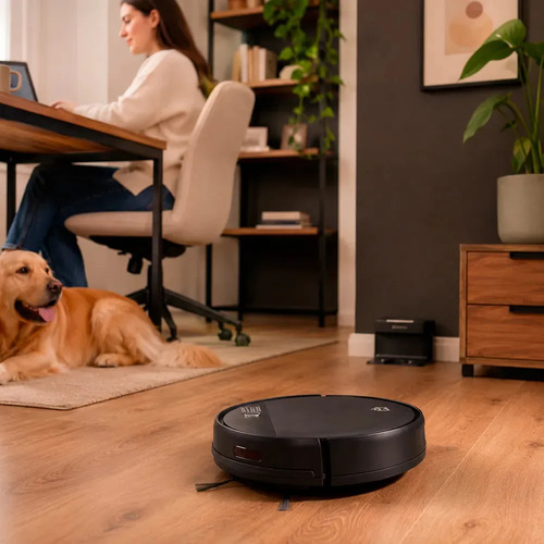 Robô aspirador Positivo Casa Inteligente PRA90 preto