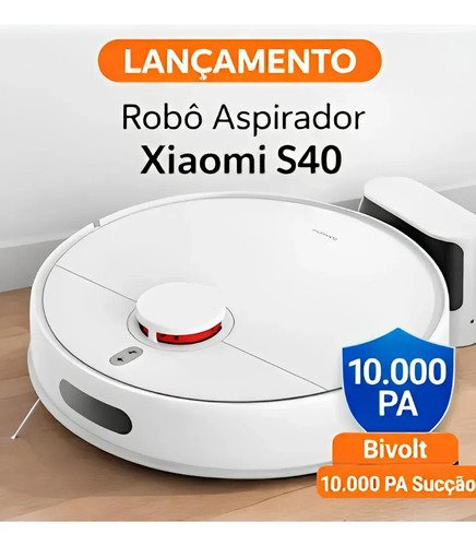 Robô Aspirador Xiaomi S40 10000pa Ultra Potente Bivolt Branc Branco