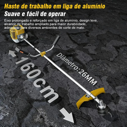 Roçadeira A Gasolina 52cc Lateral 4 Em 1 Capacidade De 1200ml 1450w Com Acessórios Mestri Dw-402