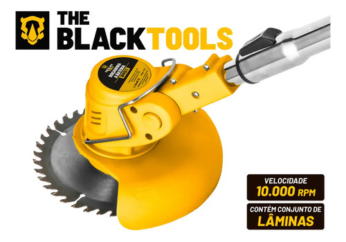 Roçadeira Aparador Grama A Bateria Recarregável 460w Profissional Com Acessórios Tcg12b The Black Tools