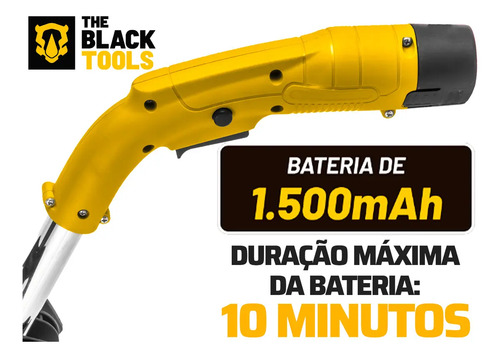 Roçadeira Aparador Grama A Bateria Recarregável 460w Profissional Com Acessórios Tcg12b The Black Tools