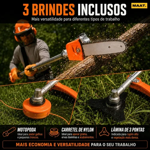 Roçadeira Gasolina Knakasaki 75cc 3,6hp 8 Em 1 Motopoda