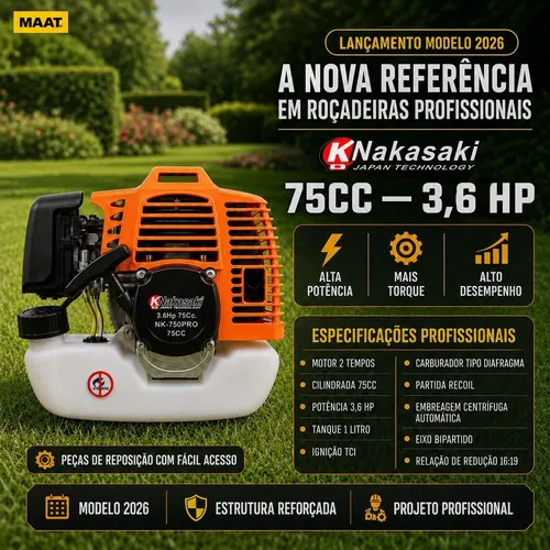 Roçadeira Gasolina Knakasaki 75cc 3,6hp 8 Em 1 Motopoda