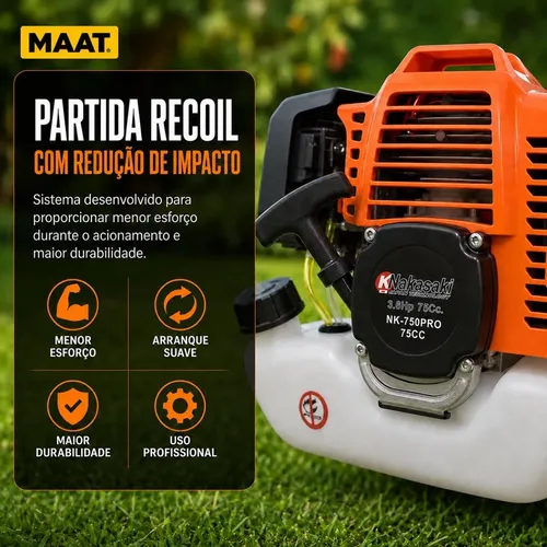 Roçadeira Gasolina Knakasaki 75cc 3,6hp 8 Em 1 Motopoda