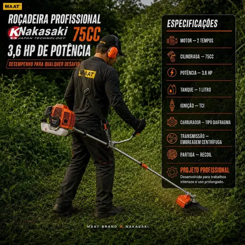 Roçadeira Gasolina Knakasaki 75cc 3,6hp 8 Em 1 Motopoda