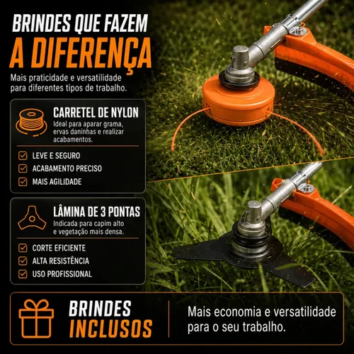 Roçadeira Gasolina Nakasaki 75cc 3,6hp Profissional