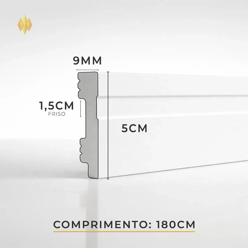 Rodapé 5cm 100% Poliestireno Prova D'agua Frisado Kit C/ 15