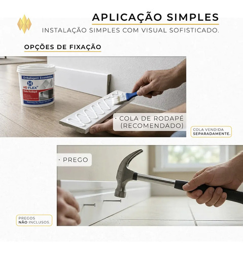 Rodapé 5cm 100% Poliestireno Prova D'agua Frisado Kit C/ 15