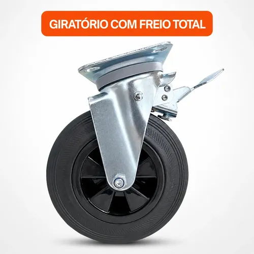 Rodízio Giratório Container Plástico 8 200 Kg Freio Total