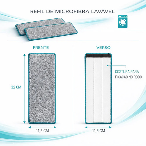 Rodo Flat Mop Limpeza Profissional Com Refil Mopi Com Balde