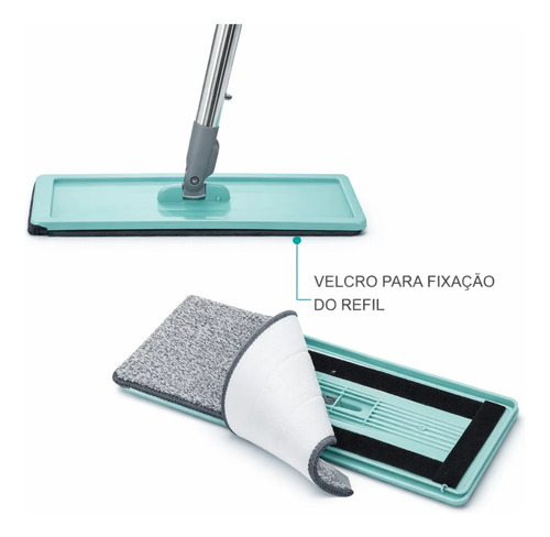 Rodo Flat Mop Limpeza Profissional Com Refil Mopi Com Balde