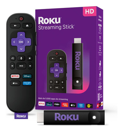 Roku streaming stick 2025 para tv hdfhd controle por voz