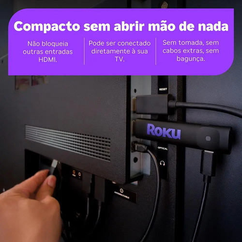 Roku Streaming Stick 2025 Para Tv Hd/fhd Controle Por Voz