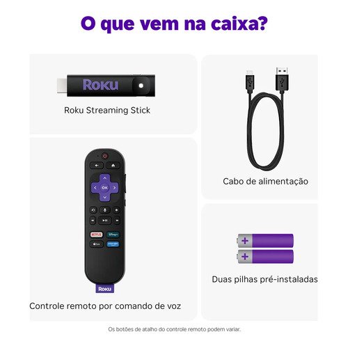Roku Streaming Stick 2025 Para Tv Hd/fhd Controle Por Voz Preto De Voz