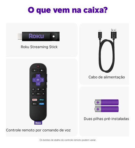 Roku Streaming Stick 2025 Para Tv Hd/fhd Controle Por Voz Preto De Voz