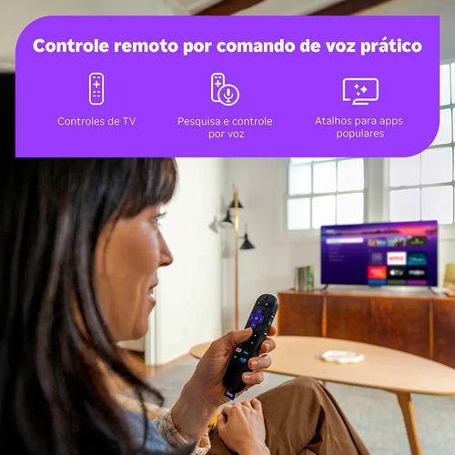 Roku Streaming Stick Plus 4K TVBox Aparelho Transforma TV em Smart Conversor Smart TV Controle Voz Wi-Fi Longo Alcance | Original NF-e | Com Apps e Canais Ao Vivo Grátis Sistema Rápido Imagem 4K HDR