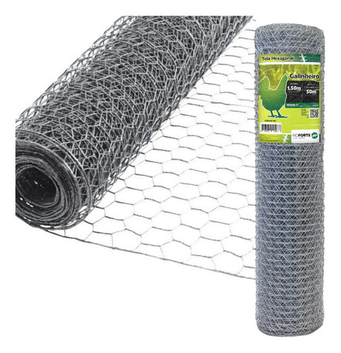 Rolo tela galinheiro fio 23 50m x 150m galvanizada malha 2