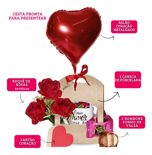 Rosas Vermelhas Na Cesta Presente Dia Das Mães Namorada