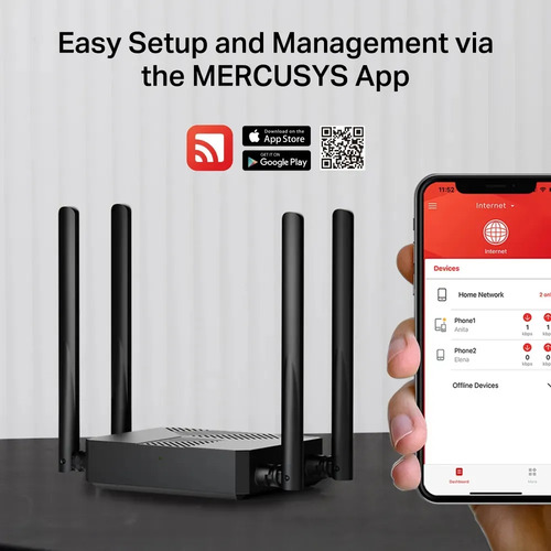 Roteador Mercusys Mr60x 1500 Mbps 4 Antenas 3 Portas Gigabit Dual Band EasyMesh