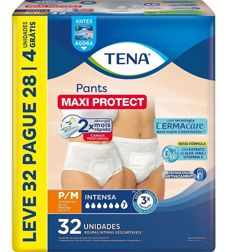 Roupa intima descartavel tena pants maxi protect pm leve 32