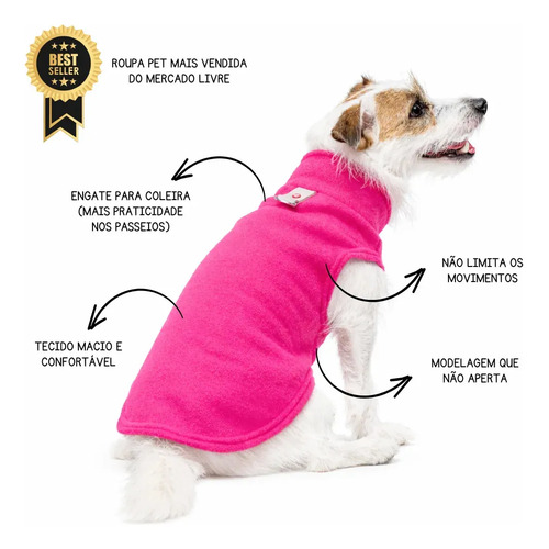 Roupa Roupinha Soft Para Cachorro Médio Porte Inverno Frio M Cor Rosa M - Nº 10