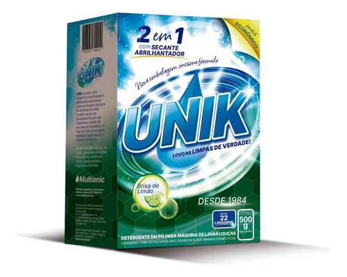 Sabao detergente c secante maquina lavar louca 500g unik