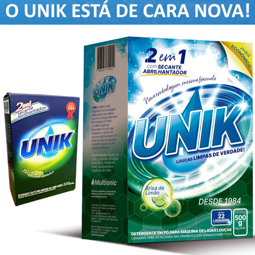 Sabão Detergente C/ Secante Máquina Lavar Louça 500g Unik
