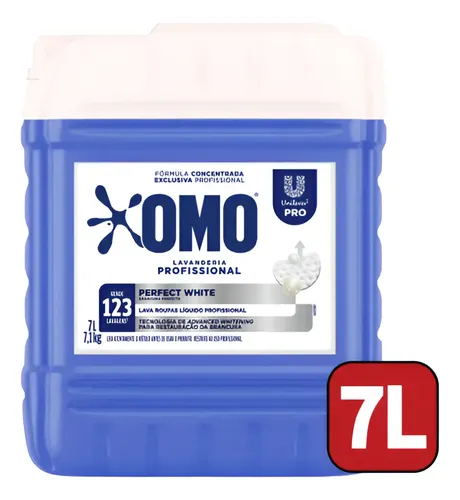 Sabao liquido omo lava roupas brancas perfect white 7l