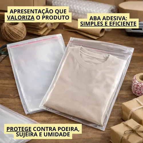 Saco Adesivado 25x35 Kit Com 1000 Un Transparente Embalagem