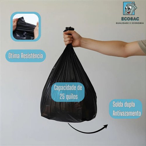 Saco De Lixo Reforçado 100l P5 Resistente Econômico 100 Unid