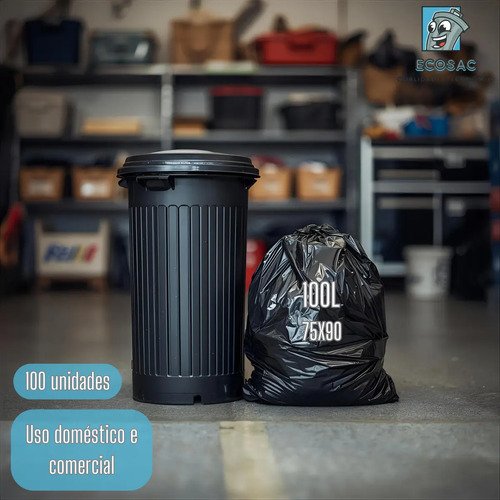 Saco De Lixo Reforçado 100l P5 Resistente Econômico 100 Unid