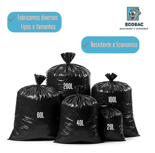Saco De Lixo Reforçado 100l P5 Resistente Econômico 100 Unid