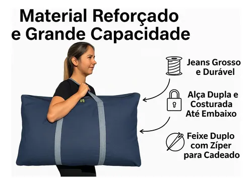 Sacolão Jeans 90x60 Porta Sapato Mala De Viagem Atacado Fort