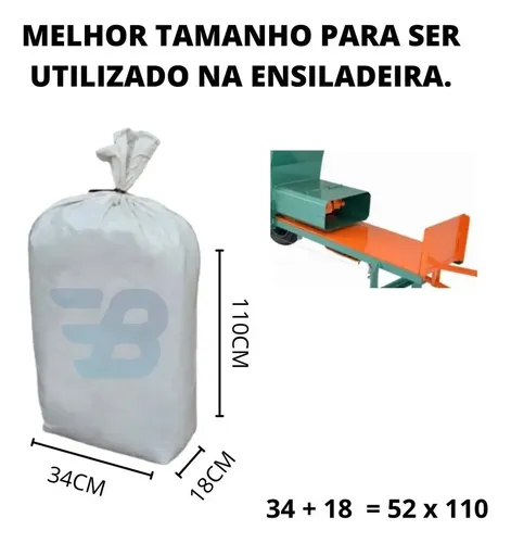 Sacos Para Silagem 52x110 Com 200 Micras + Abraçadeiras