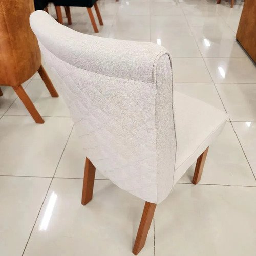 Sala De Jantar 130x90 Mavie Vidro Off 4 Cadeiras Bom Pastor Off-white Naturale Linho Off