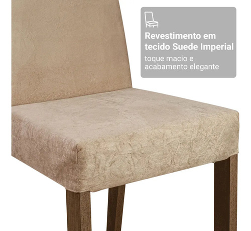 Sala De Jantar Estofada Madesa Evelin Mesa Tampo Vidro Com 4 Cadeiras Cor Rustic/Crema/Imperial MDJA0401037GSIM