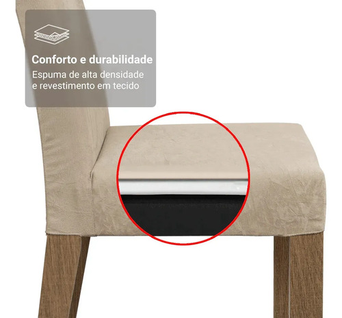 Sala De Jantar Estofada Madesa Evelin Mesa Tampo Vidro Com 4 Cadeiras Cor Rustic/Crema/Imperial MDJA0401037GSIM