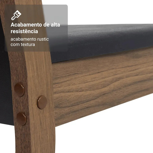 Sala De Jantar Madesa Talita Mesa Tampo Madeira 4 Cadeiras Cor Rustic/Preto/Oxford Desenho do tecido das cadeiras Liso