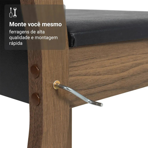 Sala De Jantar Madesa Talita Mesa Tampo Madeira 4 Cadeiras Cor Rustic/Preto/Oxford Desenho do tecido das cadeiras Liso