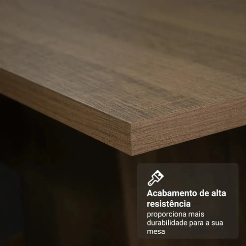 Sala De Jantar Madesa Talita Mesa Tampo Madeira 4 Cadeiras Cor Rustic/Preto/Oxford Desenho do tecido das cadeiras Liso