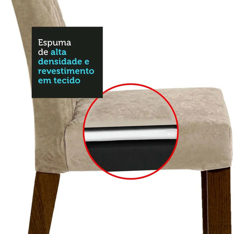 Sala Jantar Madesa Evelin Mesa Tampo Vidro Com 4 Cadeiras Cor Rustic/Crema/Imperial Desenho do tecido das cadeiras Liso