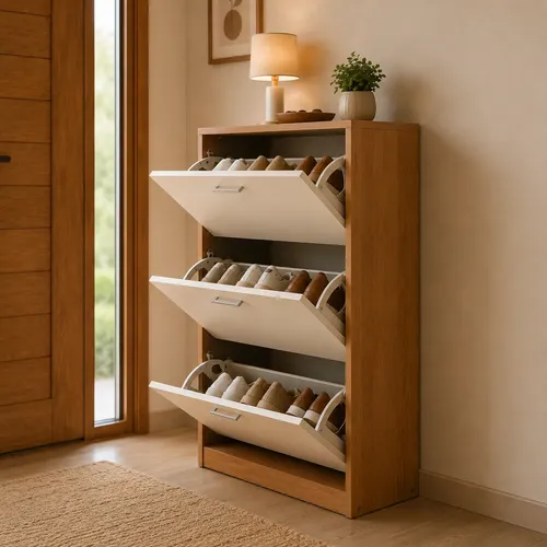 Sapateira vertical para calcados com 3 portas basculantes