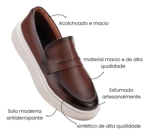 Sapato Masculino Mocassim Loafer Couro Casual Comfort Luxo