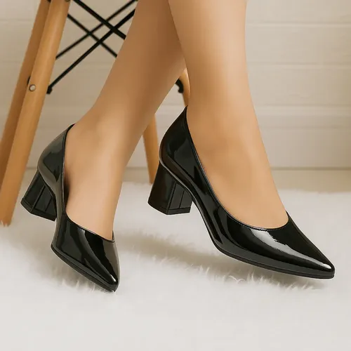 Sapato scarpin feminino salto baixo grosso scapin confort 1