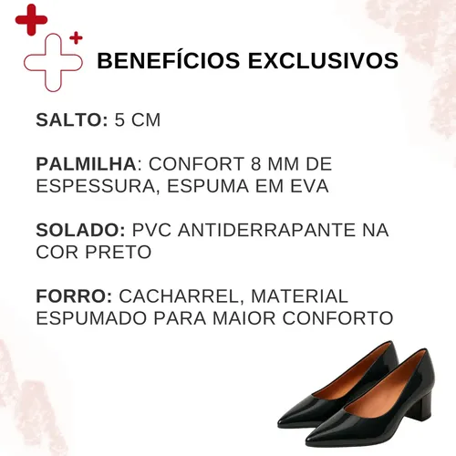 Sapato Scarpin Feminino Salto Baixo Grosso Scapin Confort