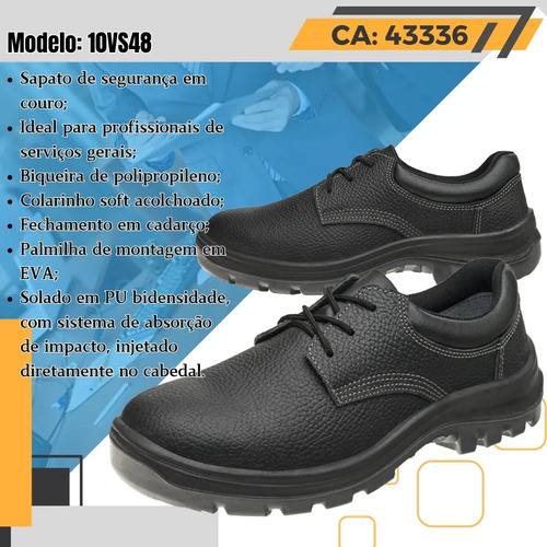 Sapato Segurança Epi Cadarço Marluvas Vulcaflex 10vs48 Pvc